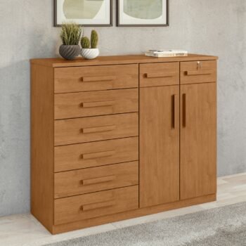 Cômoda 8 Gavetas com Sapateira Dupla Toronto Amêndoa Clean - LOPAS