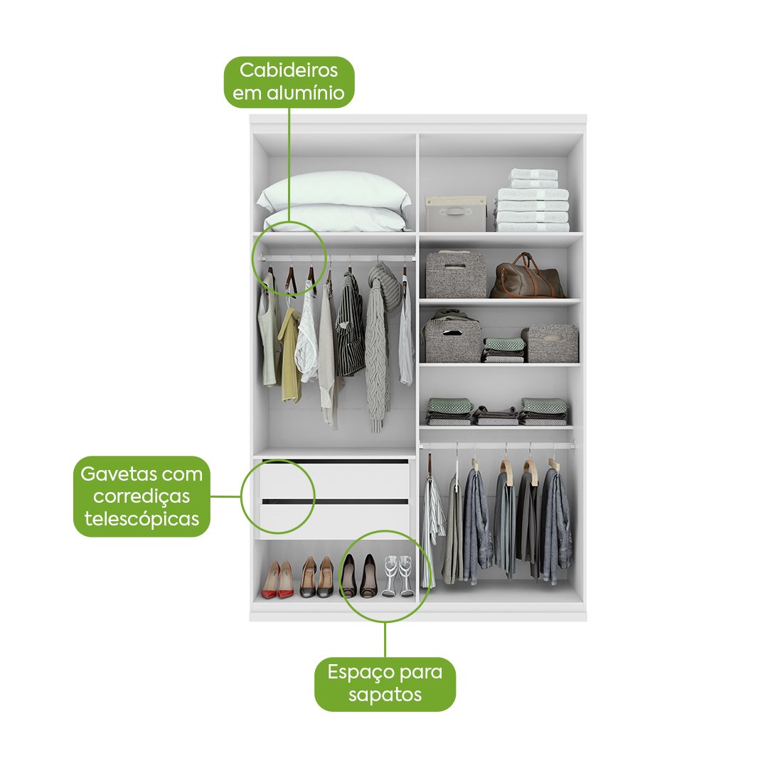 Guarda-Roupa 4 Portas Alonzo 1,54 m Branco - LOPAS - Imagem 4