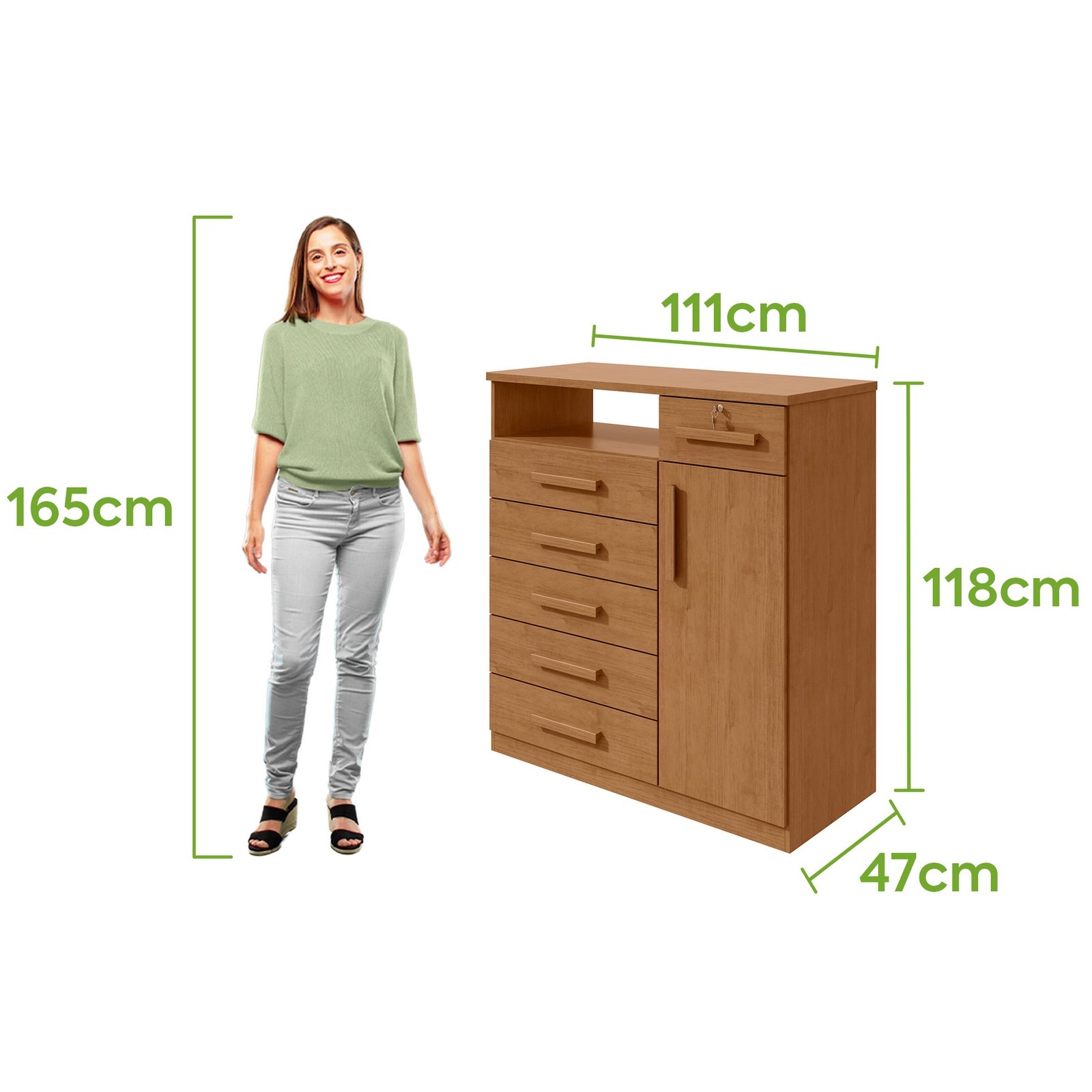 Cômoda 6 Gavetas com Sapateira Da Vinci Amêndoa Clean - LOPAS - Imagem 3