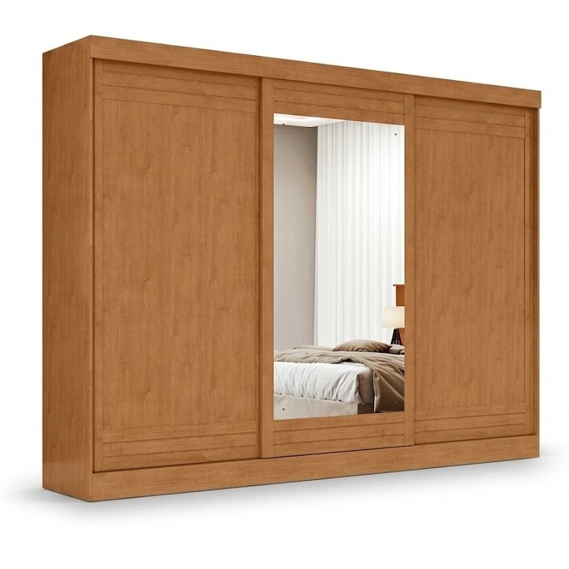 Guarda-Roupa 3 Portas Nice 2,70 m Amêndoa Clean/Off White/Amêndoa Clean – LOPAS - Imagem 12