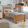 Cama Solteiro Athenas Amêndoa Clean/Off White/Amêndoa - LOPAS