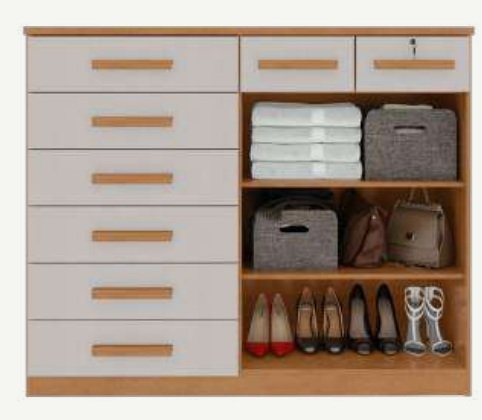 Cômoda 8 Gavetas com Sapateira Dupla Toronto Amêndoa Clean/Off White - LOPAS - Imagem 2