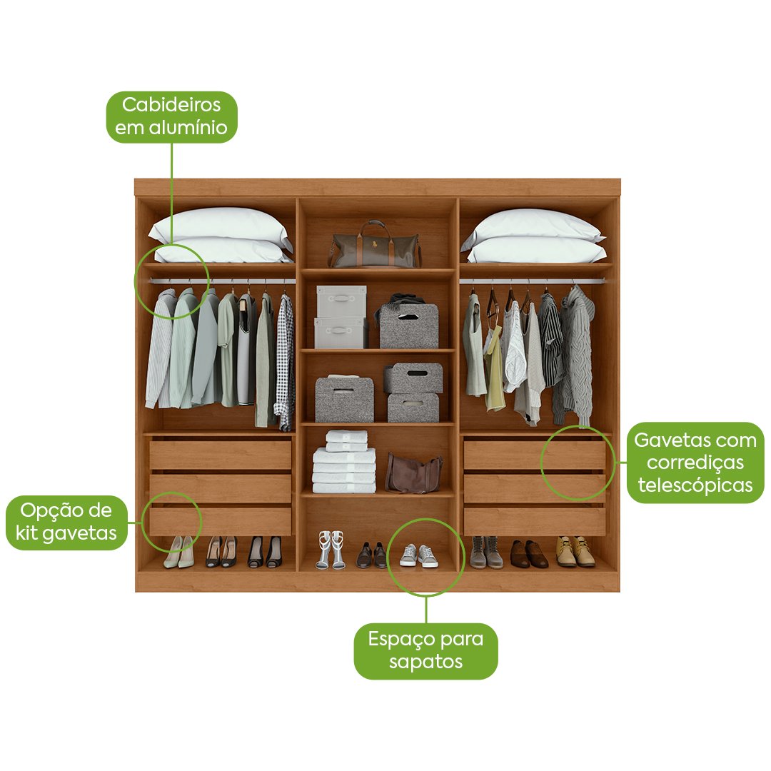 Guarda-Roupa 6 Portas Bertha Amêndoa Clean – LOPAS - Imagem 4