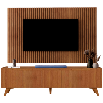 Alternative view of Painel Ripado até 75″ Versátilis 2,17 m + Rack Atenas 2,20 m Naturale – MAVAULAR