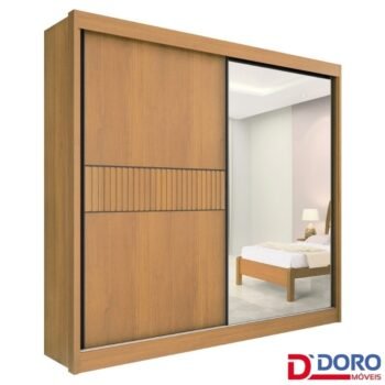 Alternative view of Guarda-Roupa Casal 2 Portas Titanium Ripado MDF Cinamomo/Off White Larg. 2.20m D Doro