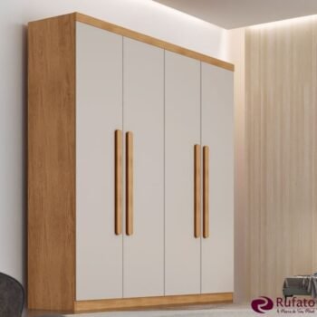 Guarda-roupa Império Nature/Off 4 Portas 3 Gavetas Larg. 1.80m 100% MDF Rufato