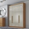 Roupeiro Moderni Plus Cumaru/Fendi Fosco 4 Portas 100% MDF Larg. 1.64m - Novo Horizonte