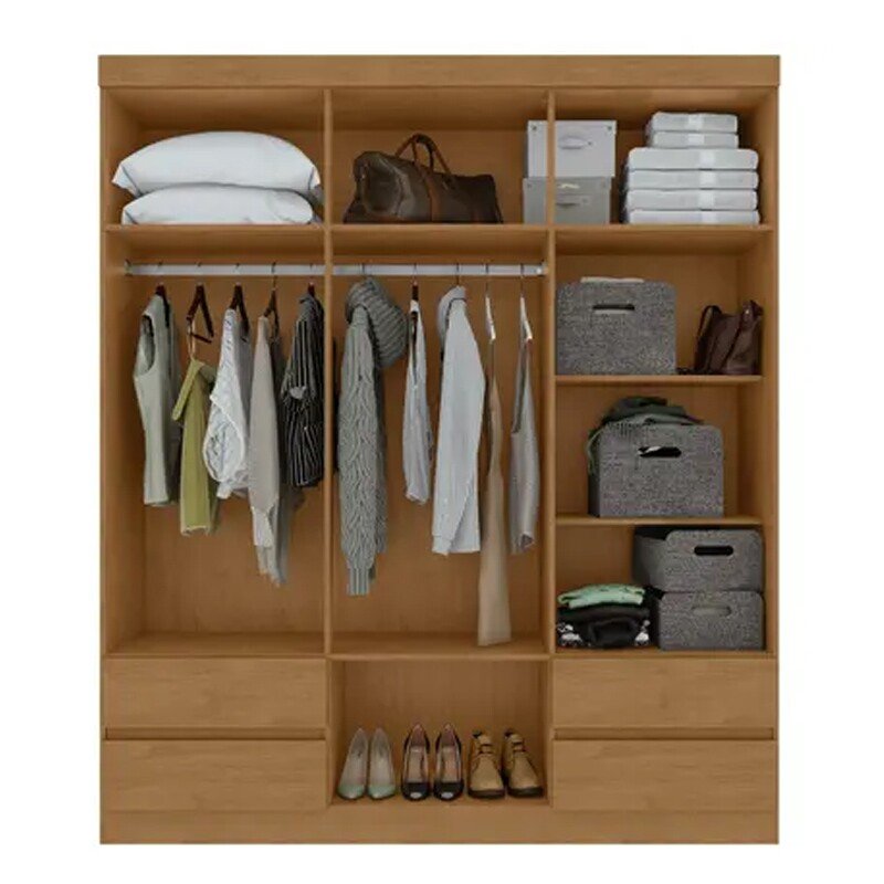 Guarda-roupa Zeus Amêndoa Clean 6 Portas 4 Gavetas Larg. 1.77m - Móveis Lopas - Imagem 3