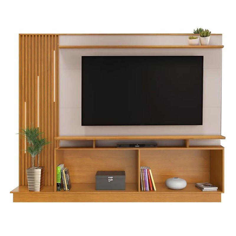 Home Absoluto Larg. 2.00m Cinamomo/Off Ripado C/ Led para TV até 65" - JCM - Imagem 3