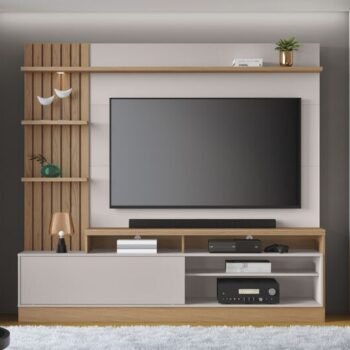 Home Maceió Larg. 2.00m Freijó/Off White para TV até 65" - Colibri