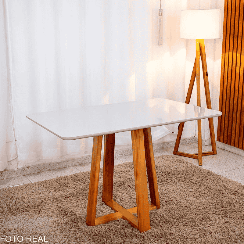 Mesa Bali 120×80 Vidro Off/Base Madeira - Minas Plac + 4 Cad. Lisboa Veludo Cinza 507 Madeira Art Assento - Entregue Montada - Imagem 8