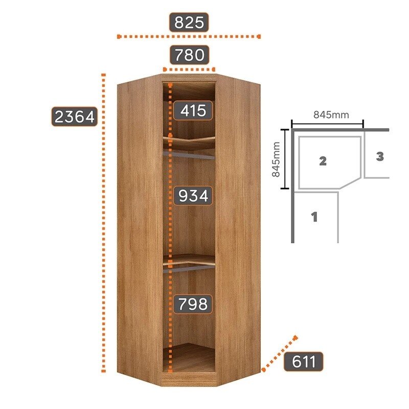 Modulado Queen Cumaru/Fendi Fosco 1 Guarda-Roupa Rizon New 4 Pts + 2 Criado Rizon + 1 Canto Oblíquo Rizon C/Porta de Vidro + 1 Aéreo 4 portas Rizon - Novo Horizonte - Imagem 7