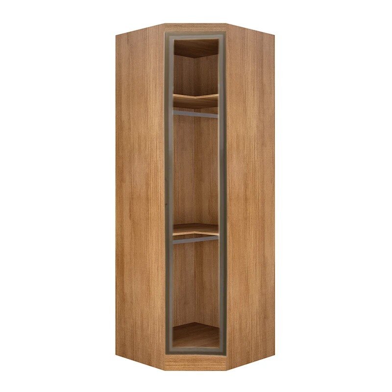 Modulado Cumaru/Fendi Fosco 1 Roupeiro Moderni 4 Pts + 2 Criado Rizon + 1 Canto Oblíquo Rizon C/Espelho + 1 Aéreo 3 portas Rizon - Novo Horizonte - Imagem 10