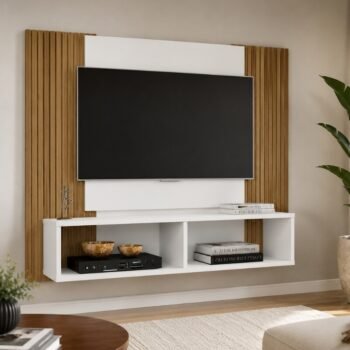 Painel Navi Larg. 1.20m Branco Ripado para TV até 47" - Bechara