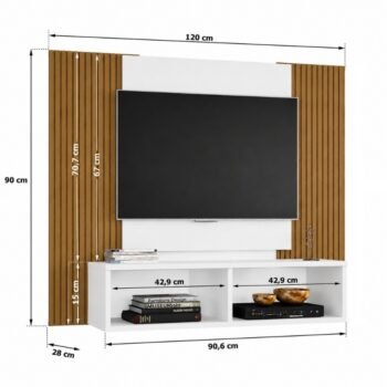 Alternative view of Painel Navi Larg. 1.20m  Branco Ripado para TV até 47" - Bechara