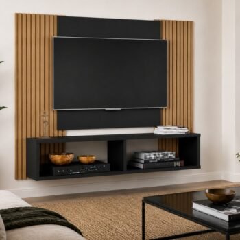 Painel Navi Larg. 1.20m Preto Ripado para TV até 47" - Bechara
