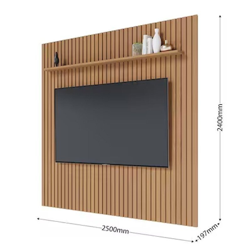 Painel Ripado Niágara Larg. 2.50m Freijó para TV's até 85'' - Colibri - Imagem 6