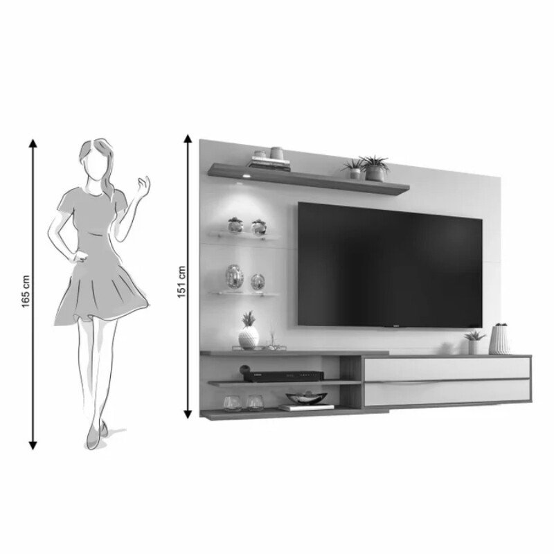 Painel NT 1115 Off White/Frejó C/ Led TV até 60 Polegadas Larg. 1.80m - Notável - Imagem 8