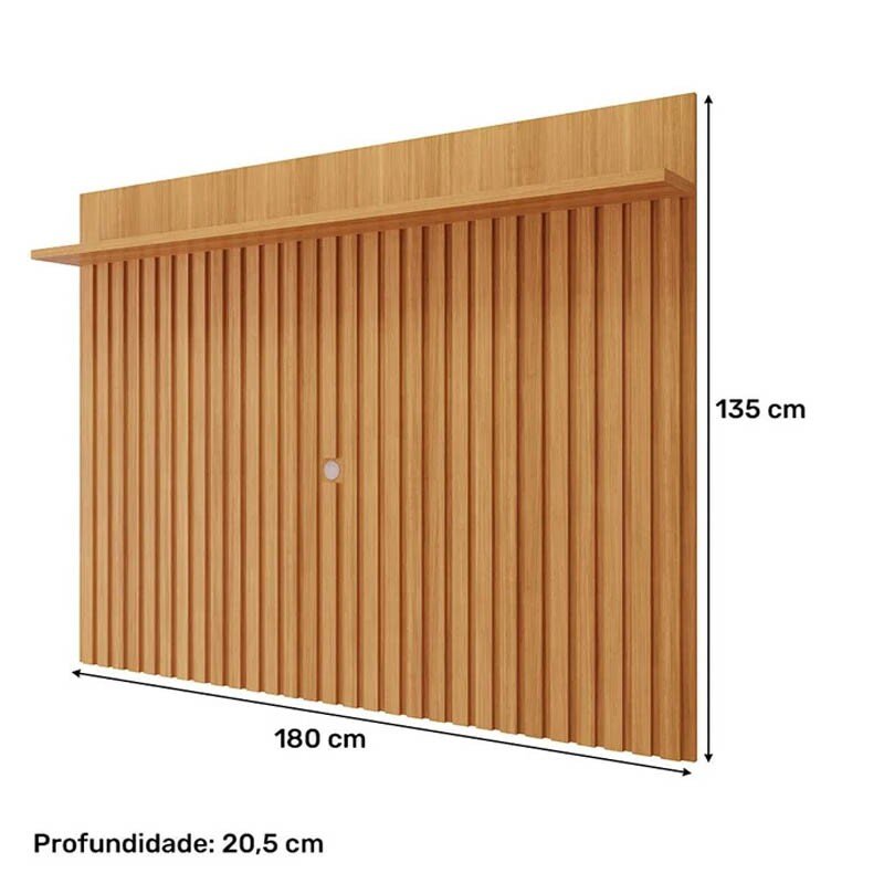 Bancada Moema Larg. 1.85m Off/Cinamomo + Painel Trend Ripado Larg. 1.80m Cinamomo 100% MDF - Permóbili - Imagem 5