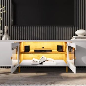 Alternative view of Rack Bancada Juquehy Larg. 1.80m Off/Nature C/LED para TV até 75" - Bechara