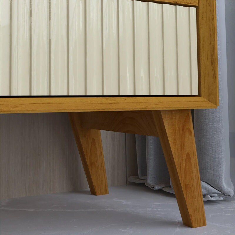 Rack Magnífico 212 Larg. 2.18m + Painel Magnífico 220 Nature/Off C/LED e Detalhe Ripado - Gelius - Imagem 4