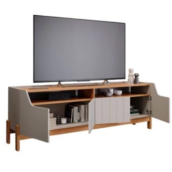 Alternative view of Rack Bancada Moema Larg. 1.85m Off/Cinamomo 100% MDF para TV até 70" - Permóbili