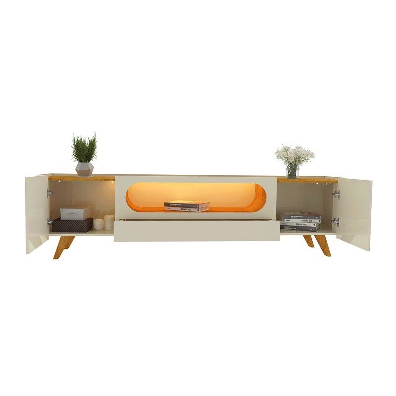 Rack Nobre Larg. 2.10m Off/Naturale C/ Led 100% MDF para TV até 70" - Gelius - Imagem 3