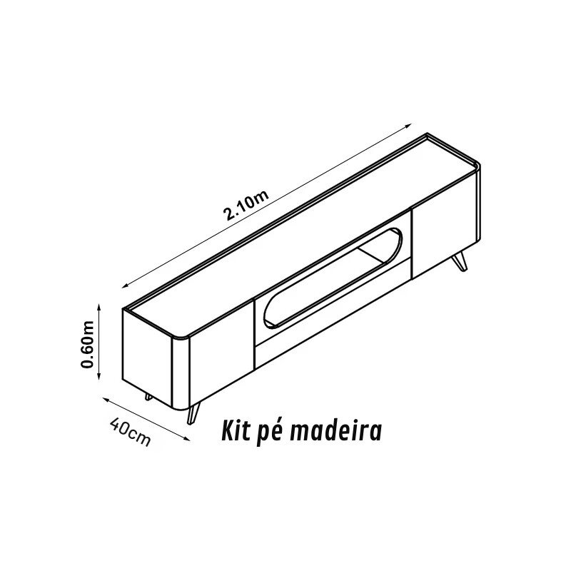 Rack Nobre Larg. 2.10m Off/Naturale C/ Led 100% MDF para TV até 70" - Gelius - Imagem 4