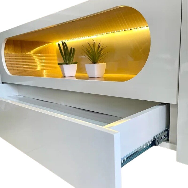 Rack Nobre Larg. 2.10m Off/Naturale C/ Led 100% MDF para TV até 70" - Gelius - Imagem 6