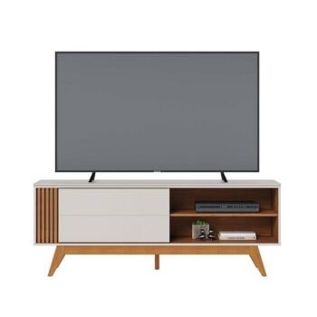 Alternative view of Rack Bancada Otawa Larg. 1.60m Off/Freijó para TV até 65" - Colibri
