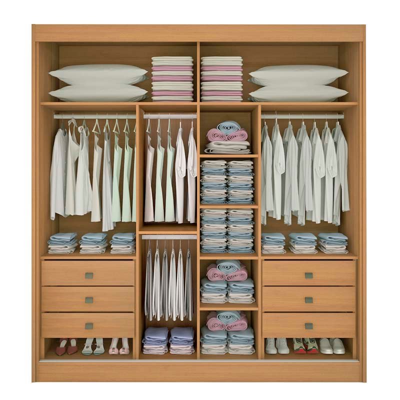 Guarda-Roupa Casal 2 Portas Titanium Ripado MDF Cinamomo/Off White Larg. 2.20m D Doro - Imagem 7