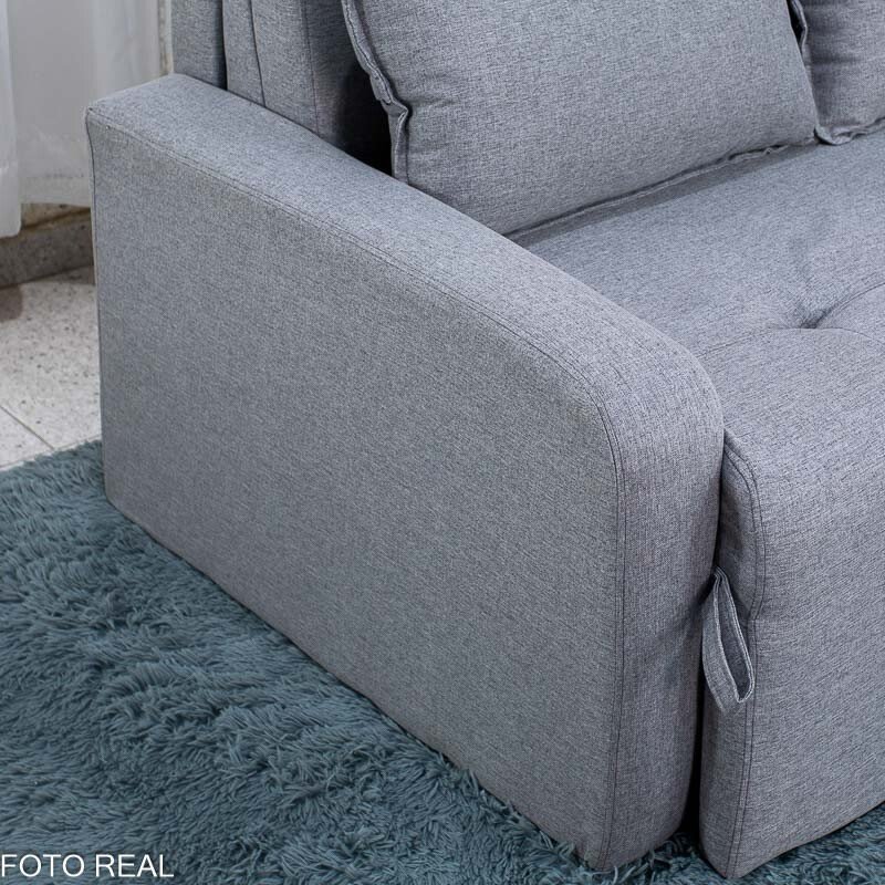 Sofá Cama Amora New Larg. 1.37m Linho Cinza 250/487 - Imagem 9