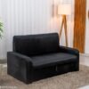 Sofá Cama Daiane Larg. 1.40m C/Baú Veludinho Preto 379/451