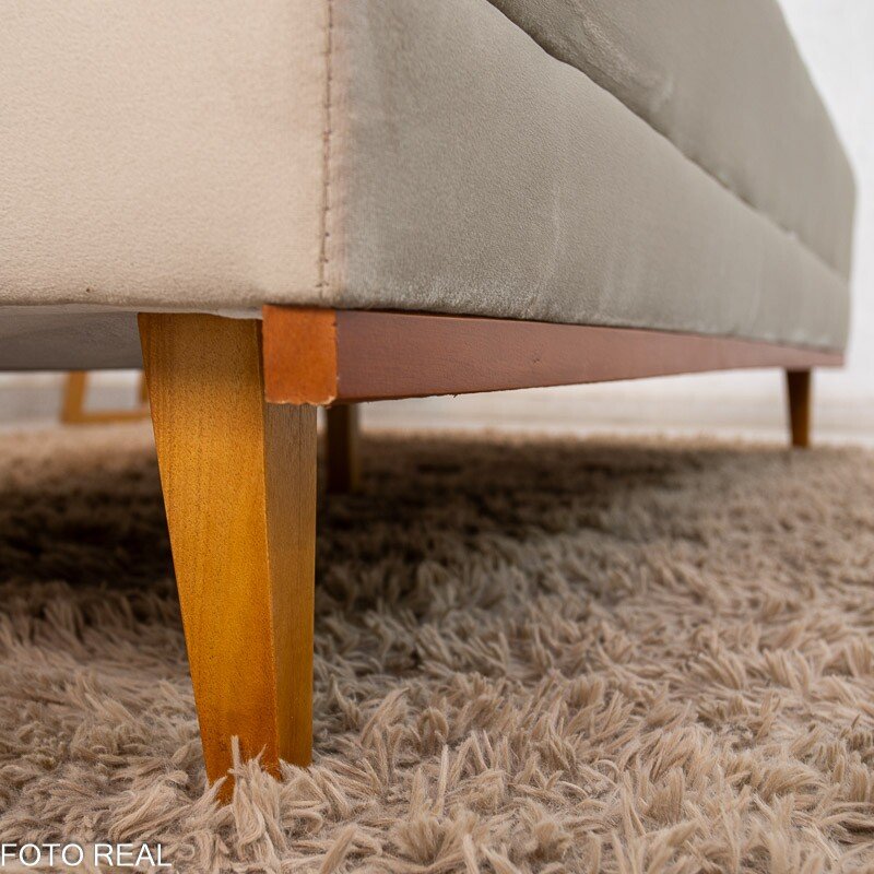 Sofá Cama Madrid Veludo Bege 2269 Larg. 1.80m - Molas Bonnel - Imagem 8