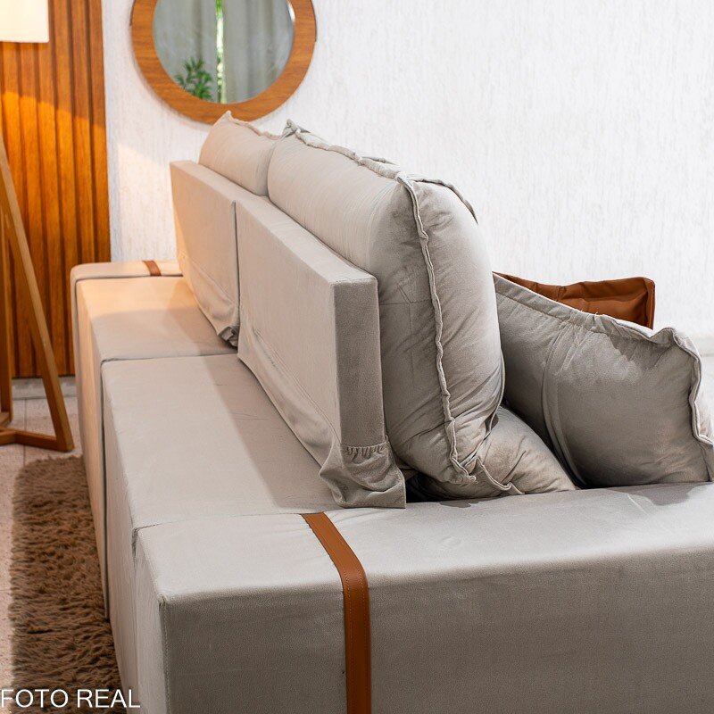 Sofá Retrátil Reclinável Gran Bello 2.30m Veludo Capuccino - Molas Ensacadas - Imagem 9
