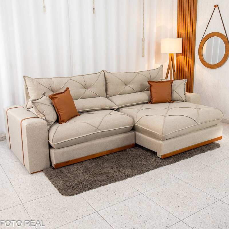 Sofá Retrátil Reclinável Gran Bello 2.90m Linho Bege - Molas Ensacadas - Imagem 4
