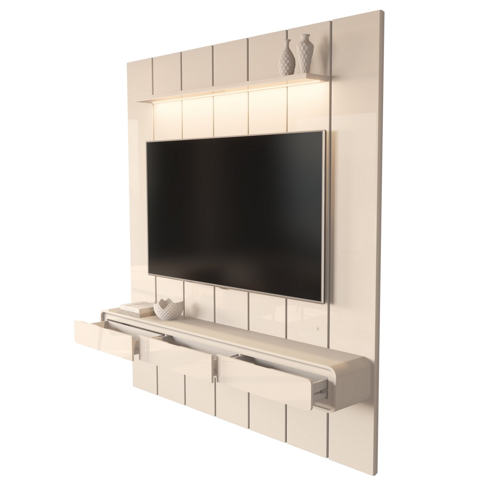 Painel até 75″ Lumi 2,19 m Off White + Nicho Liv 2,18 m Off White – EDN MÓVEIS - Imagem 5