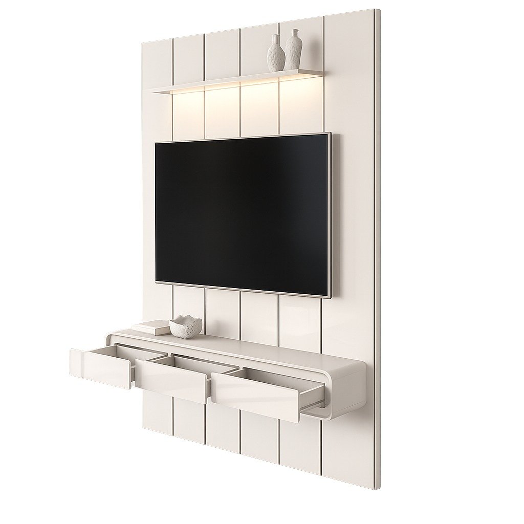 Painel até 75″ Lumi 1,88 m Off White + Nicho Liv 1,80 Off White – EDN MÓVEIS - Imagem 5