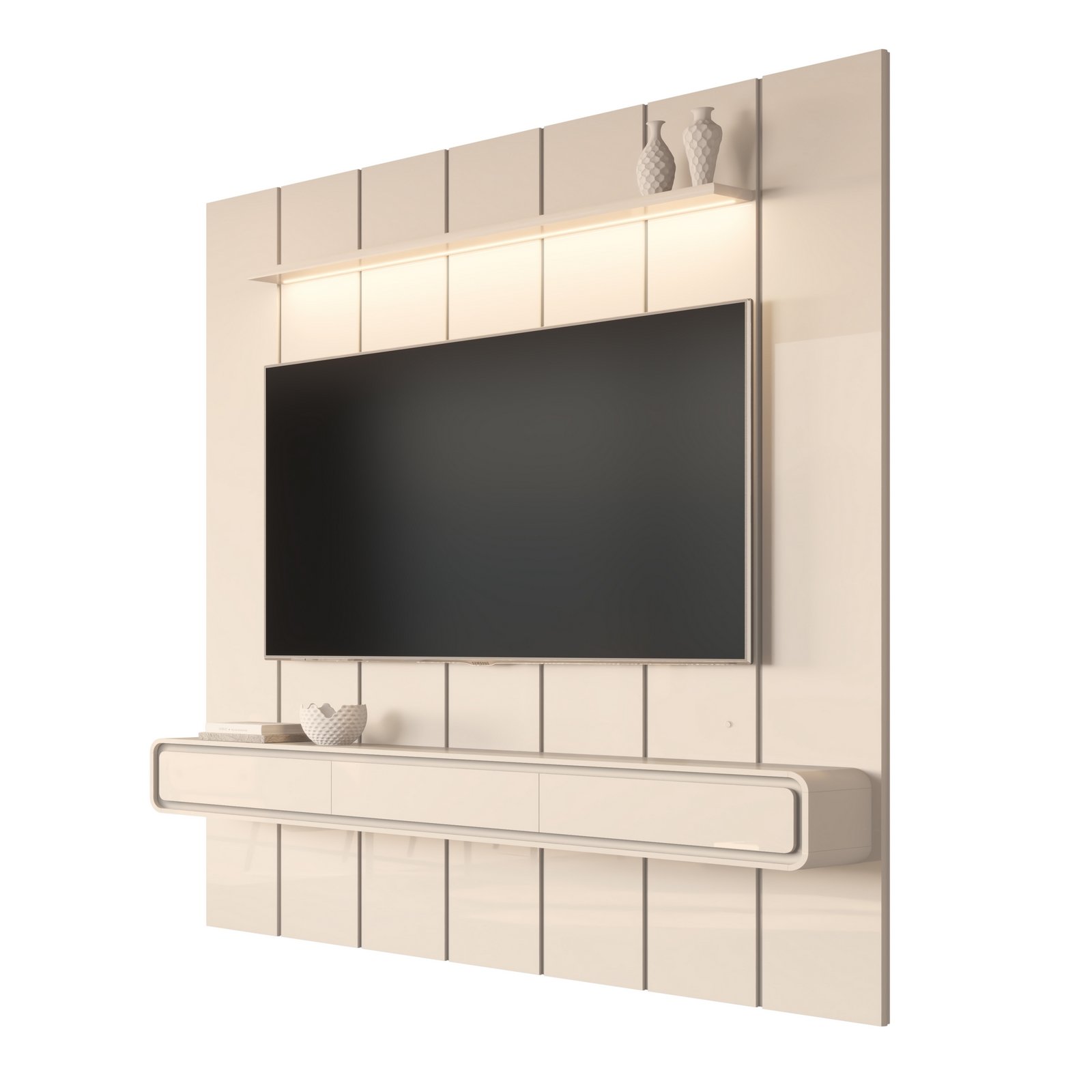 Painel até 75″ Lumi 2,19 m Off White + Nicho Liv 2,18 m Off White – EDN MÓVEIS - Imagem 4