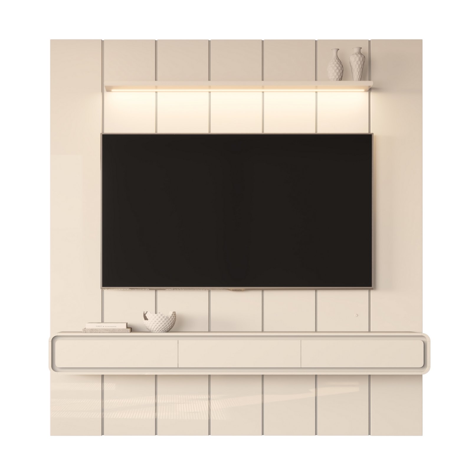 Painel até 75″ Lumi 2,19 m Off White + Nicho Liv 2,18 m Off White – EDN MÓVEIS - Imagem 6