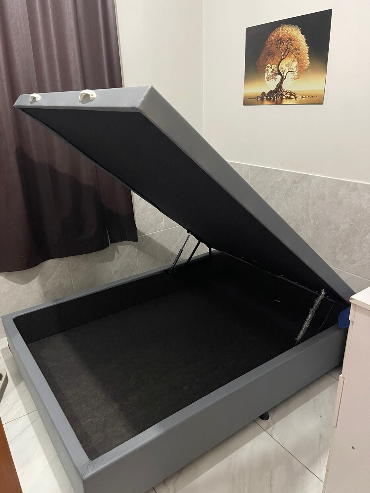 Base Box Casal Baú Corino Cinza – BIOSTAR