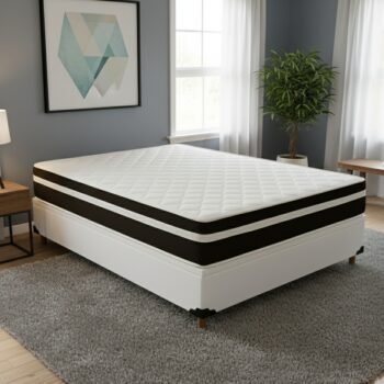 Colchão Casal Bio Classic D33 + Base Box Simples Corino Branco – BIOSTAR/BIOFLEX
