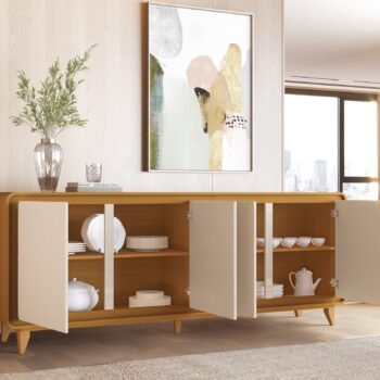 Alternative view of Buffet 4 Portas Liv Cedro/Off White – EDN MÓVEIS