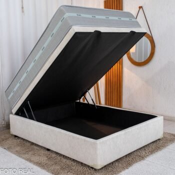 Alternative view of Base Box Baú Casal Prime Confort Corino Palha Blindado - Issacar + Colchão Casal Carbon Molas Ensacadas 138x188x77 - Anjos | Suporta até 240kg