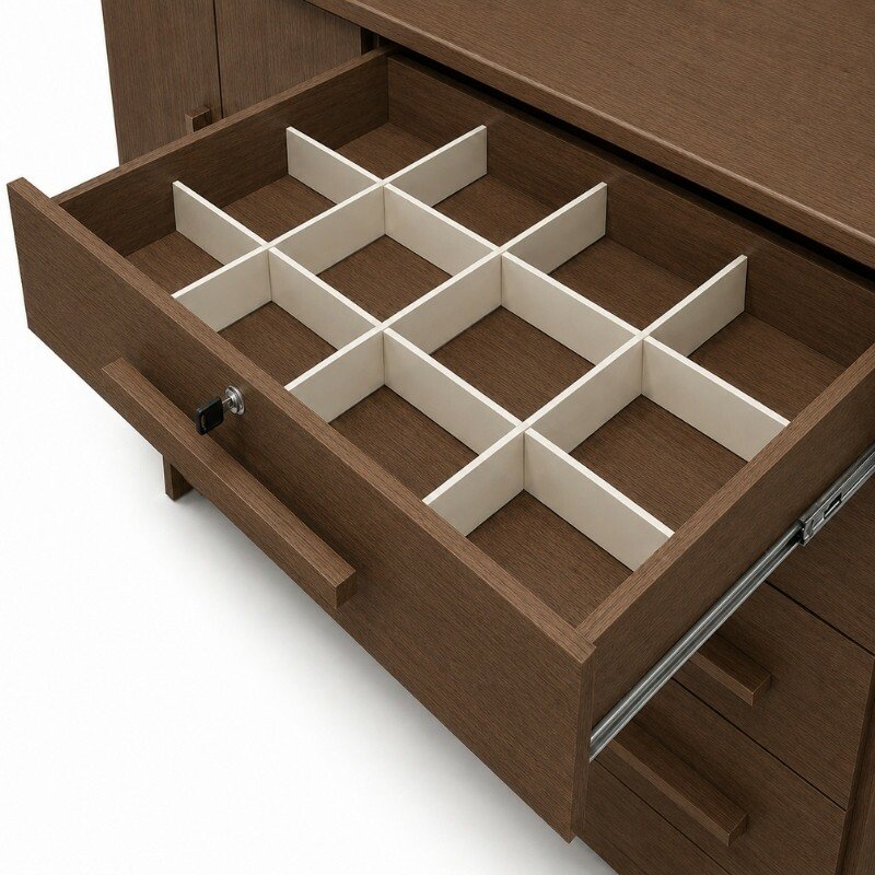 Cômoda New Athos Castanho 5 Gavetas e Sapateira Larg. 1.36m - D Doro - Imagem 5