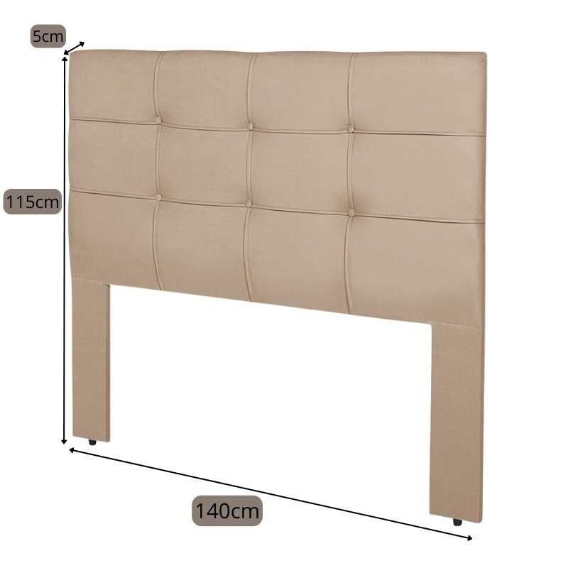 Cabeceira Cama Box Casal 1.40 Eslovênia Veludo Bege - Imagem 3