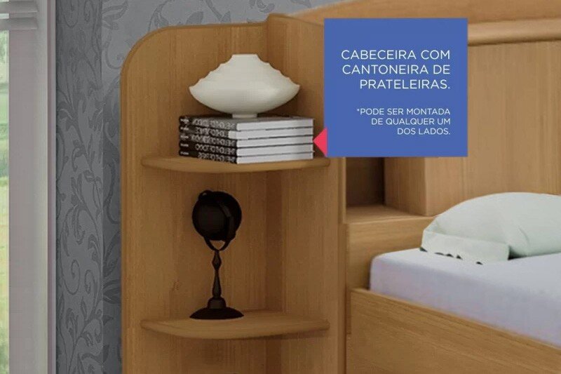 Cama Solteiro Milênio + Cama Auxiliar Solteiro 2 Gavetas Cinamamo D Doro - Imagem 5