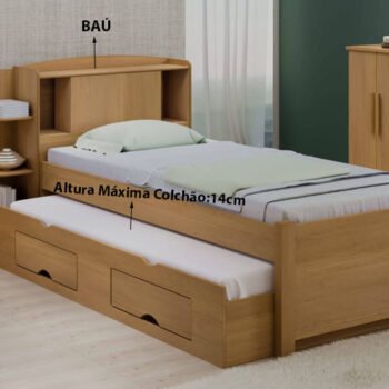 Alternative view of Cama Solteiro Milênio + Cama Auxiliar Solteiro 2 Gavetas Cinamamo D Doro