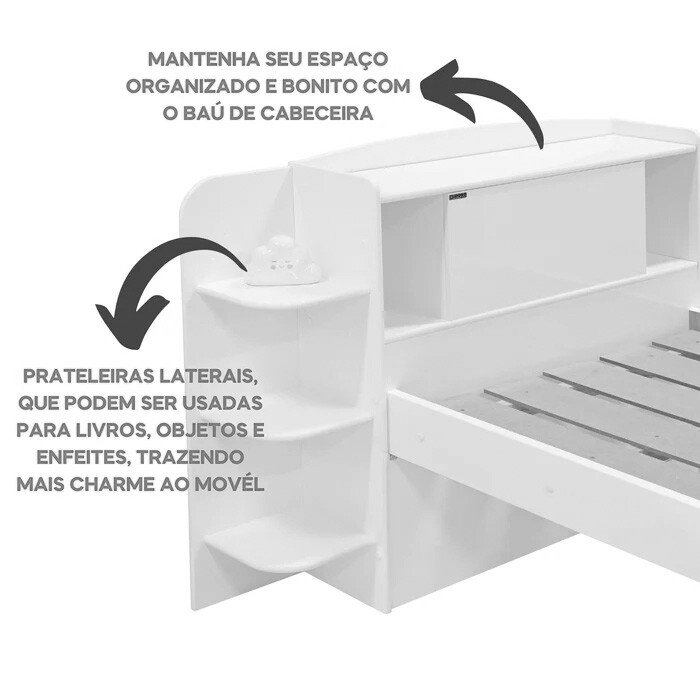 Cama Solteiro Milênio + Cama Auxiliar Solteiro 2 Gavetas Cinamamo D Doro - Imagem 7