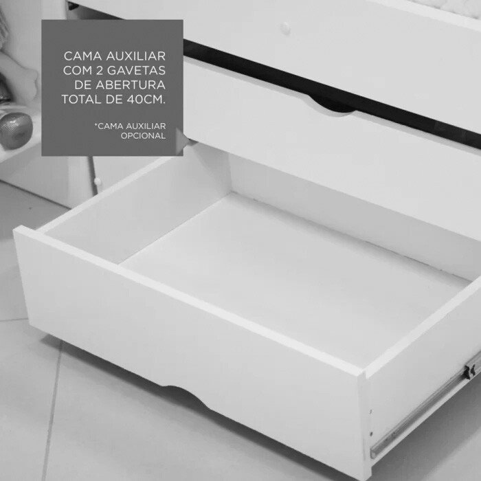Cama Solteiro Milênio + Cama Auxiliar Solteiro 2 Gavetas Cinamamo D Doro - Imagem 10